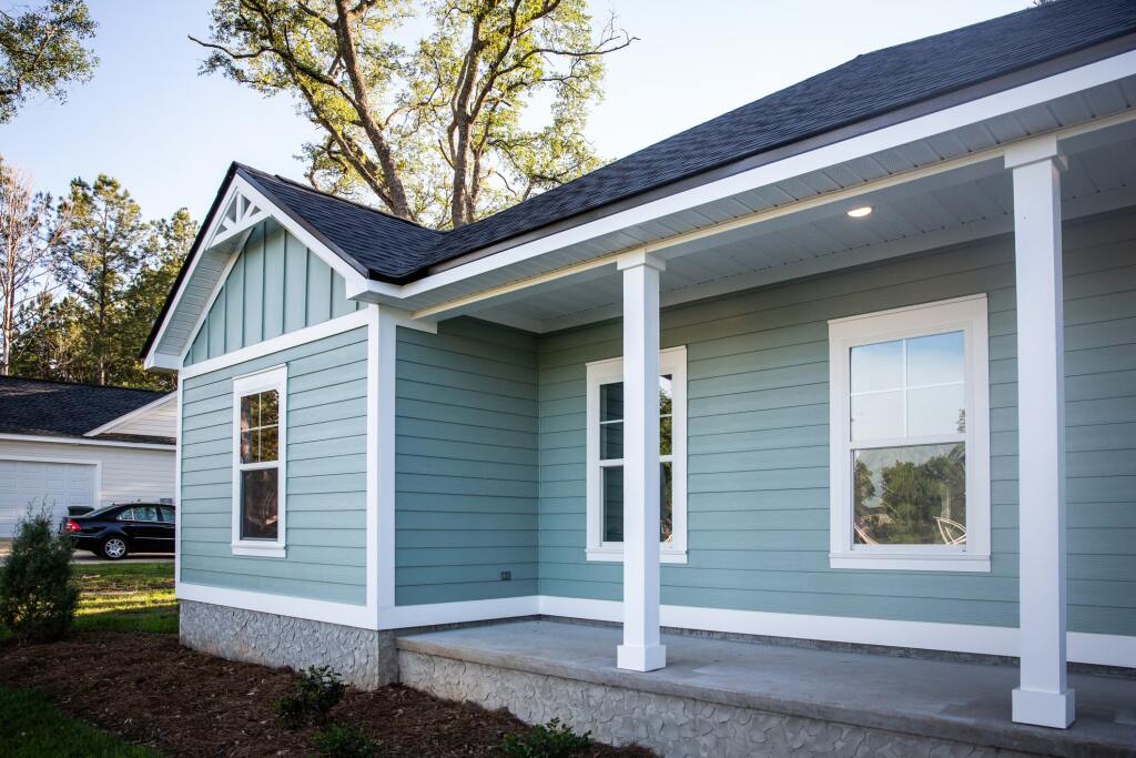 Charming blue house with porch