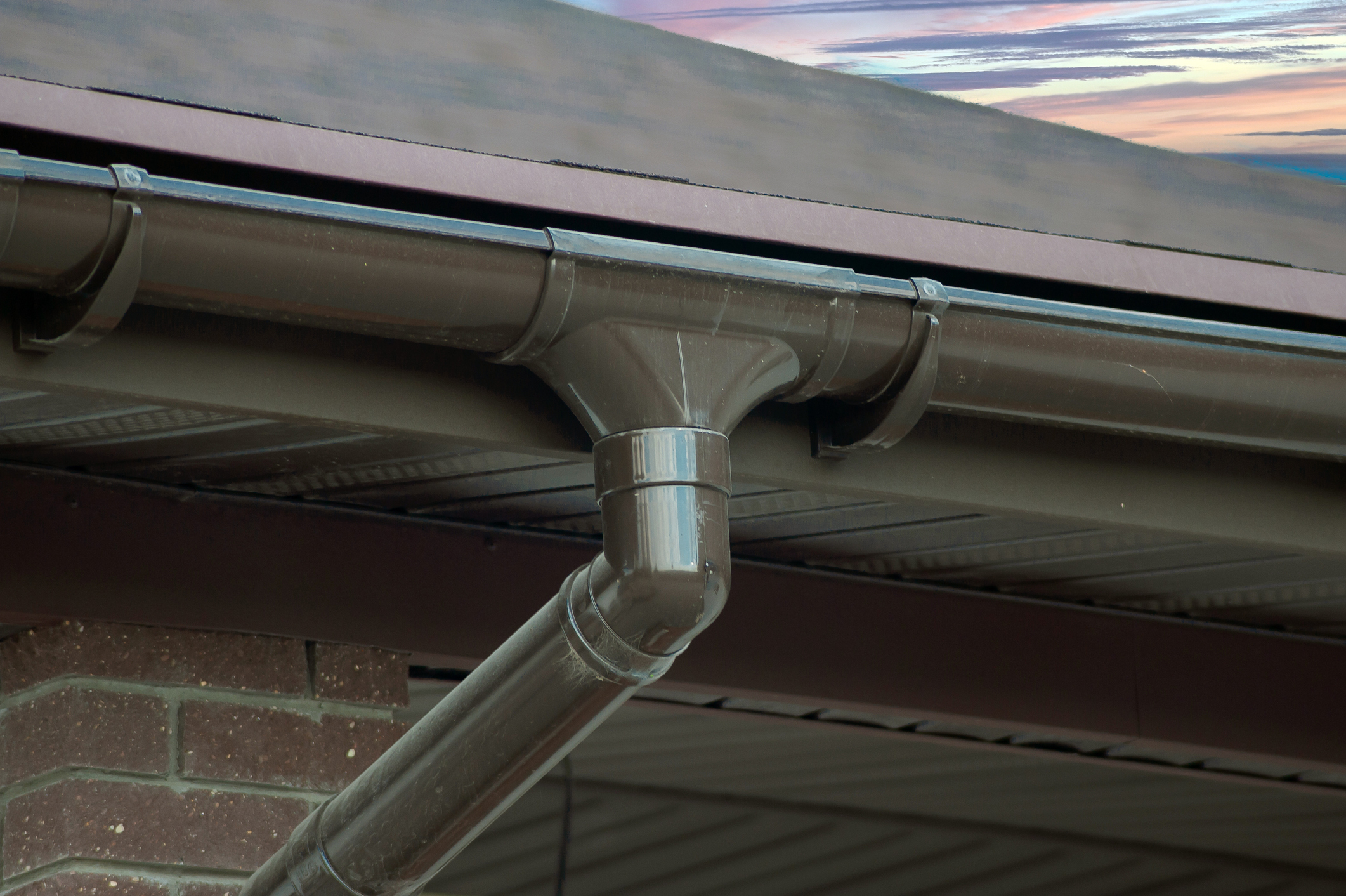 Gutter system on a house roof