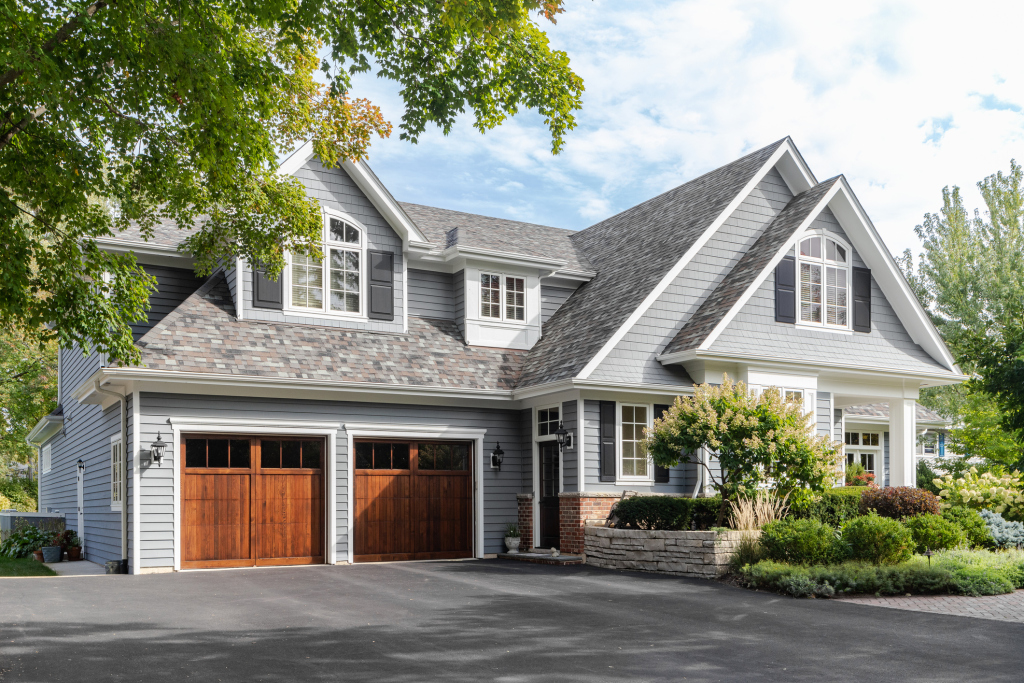 Modern house with landscaped front yard
