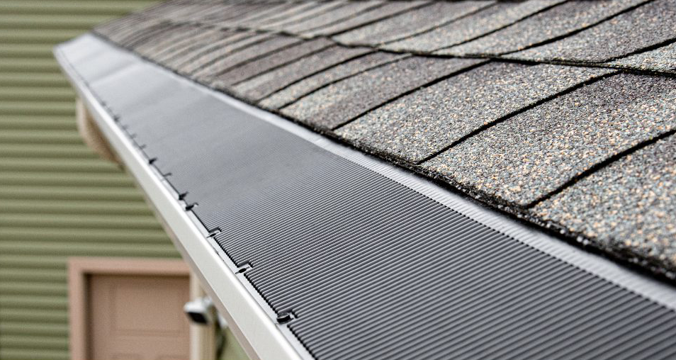 Closeup of RainDrop Pro Gutter Guard installed